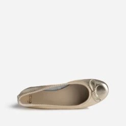 Ballerine Dorée En Cuir Avec Nœud -Caprices Chaussures Boutique WWWERM 10383400002 4