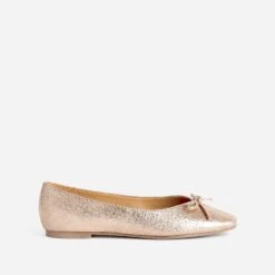 Ballerine Rose Cuivré Métallisé Froissé