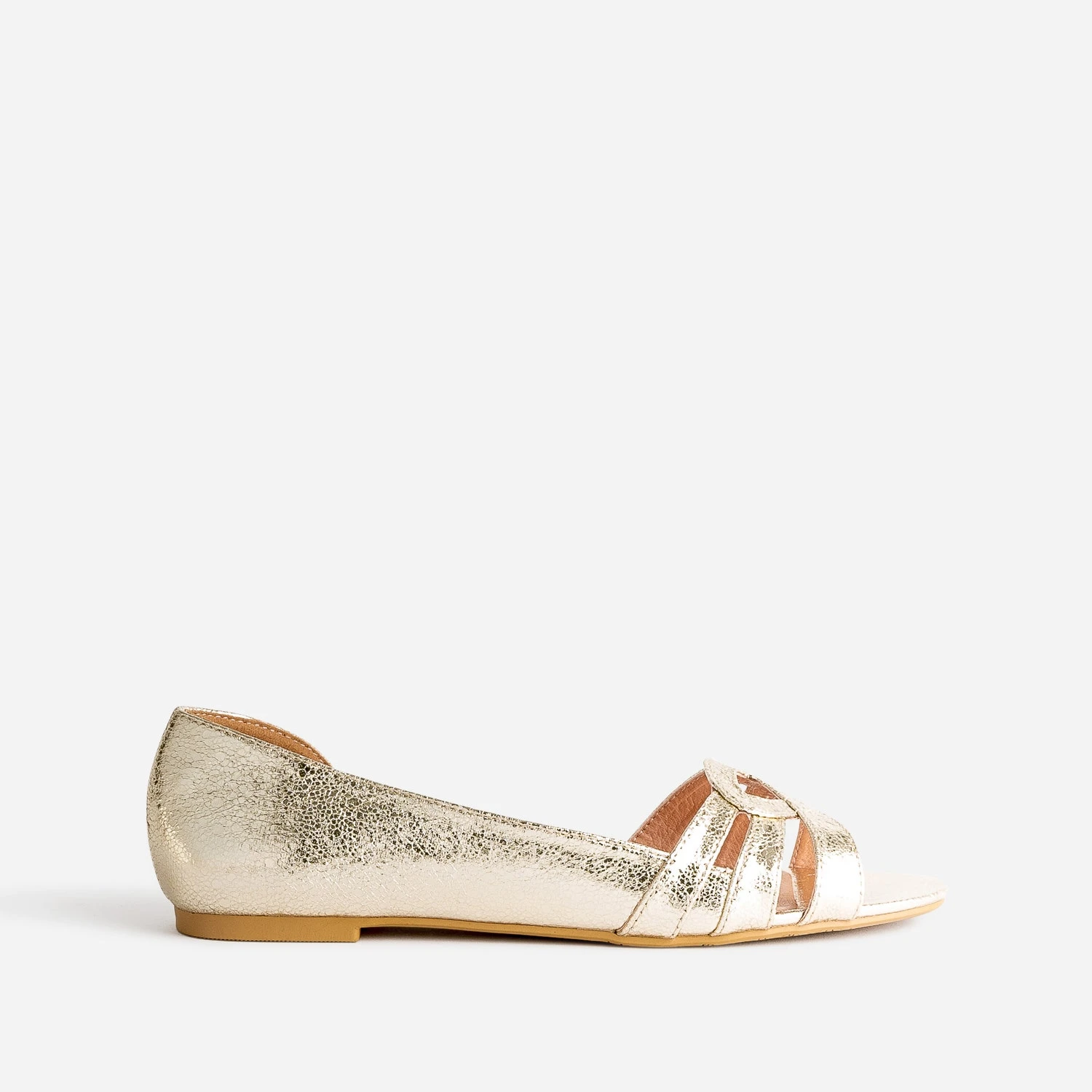 Ballerine Dorée Métallisée Froissée Open-toe 3 Ballerine Dorée Métallisée Froissée Open-toe