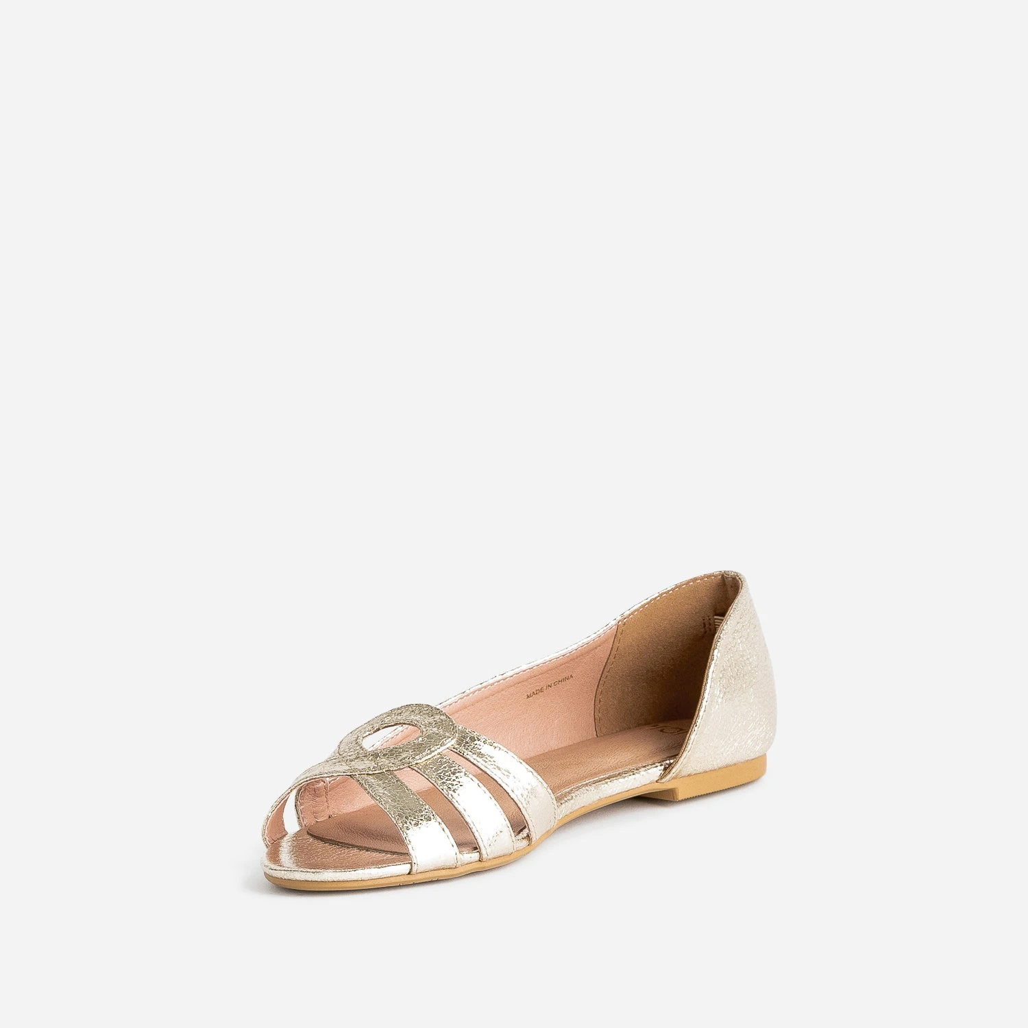 Ballerine Dorée Métallisée Froissée Open-toe 5 Ballerine Dorée Métallisée Froissée Open-toe – Image 3