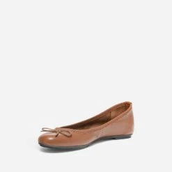 Ballerine Cognac En Cuir à Petit Noeud -Caprices Chaussures Boutique WWWERM 10383400068 2