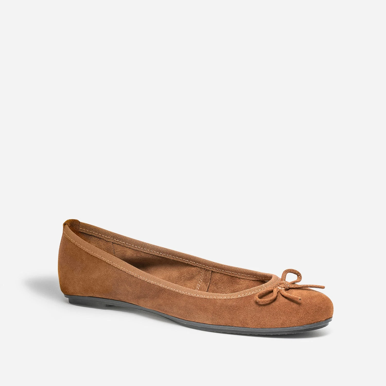 Ballerine Marron En Cuir Velours à Petit Nœud 4 Ballerine Marron En Cuir Velours à Petit Nœud – Image 2