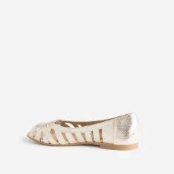 Ballerine Open-toe Dorée En Cuir Effet Python -Caprices Chaussures Boutique WWWERM 10383400496 3