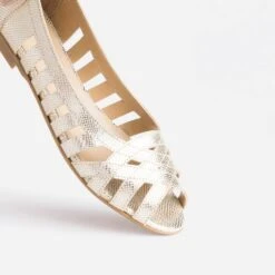 Ballerine Open-toe Dorée En Cuir Effet Python -Caprices Chaussures Boutique WWWERM 10383400496 5