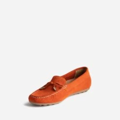 Mocassin Rouge Orangé En Cuir Velours -Caprices Chaussures Boutique WWWERM 10383580046 2