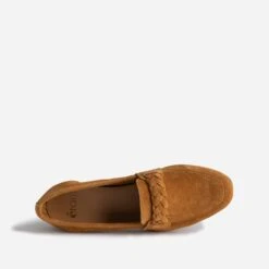 Mocassin Camel En Cuir Velours Patte Tressée -Caprices Chaussures Boutique WWWERM 10383580074 4