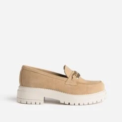 Mocassin Crantée TEXTO Beige En Cuir Velours