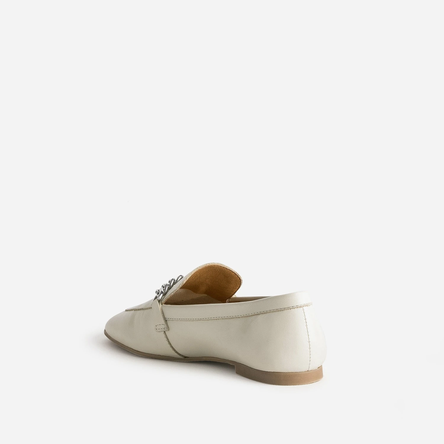 Mocassin écru En Cuir Chaîne-bijou 6 Mocassin écru En Cuir Chaîne-bijou – Image 4