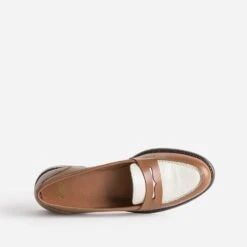 Mocassin Camel Et écru En Cuir -Caprices Chaussures Boutique WWWERM 10383580294 4