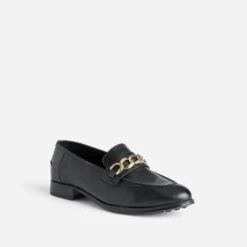 Mocassin Noir En Cuir à Chaîne -Caprices Chaussures Boutique WWWERM 10383580386 1