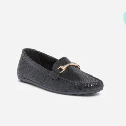 Mocassin Noir En Cuir Velours Effet Python -Caprices Chaussures Boutique WWWERM 10383580395 1