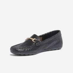 Mocassin Noir En Cuir Velours Effet Python -Caprices Chaussures Boutique WWWERM 10383580395 2