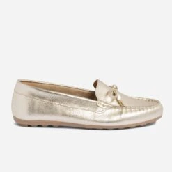 Mocassin Doré En Cuir