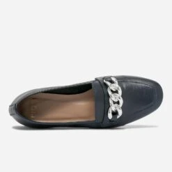 Mocassin Bleu Marine En Cuir Maxi Chaîne Dorée -Caprices Chaussures Boutique WWWERM 10383580411 4