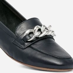 Mocassin Bleu Marine En Cuir Maxi Chaîne Dorée -Caprices Chaussures Boutique WWWERM 10383580411 5