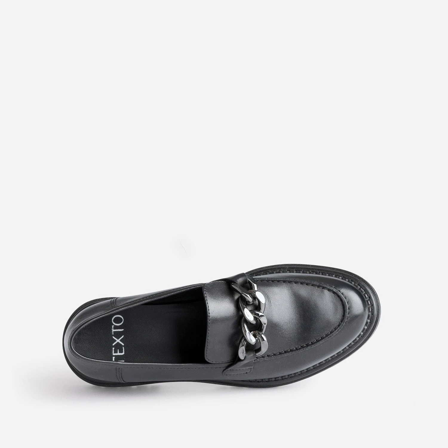 Mocassin TEXTO Noir En Cuir à Semelle Crantée 7 Mocassin TEXTO Noir En Cuir à Semelle Crantée – Image 5