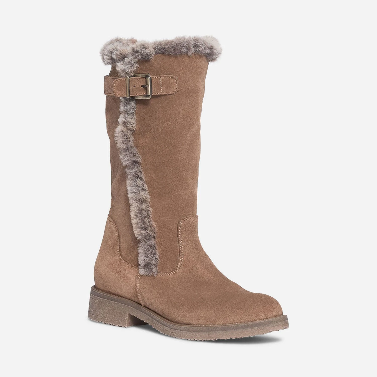 Botte Camel Fourrée En Cuir Velours 4 Botte Camel Fourrée En Cuir Velours – Image 2