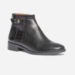 Boots ERAM FLEX Noir En Cuir Avec Effet Croco -Caprices Chaussures Boutique WWWERM 10383821146 1