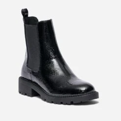 Chelsea Boots TEXTO Noir Verni Embossé Effet Python -Caprices Chaussures Boutique WWWERM 10383821293 1