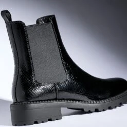 Chelsea Boots TEXTO Noir Verni Embossé Effet Python -Caprices Chaussures Boutique WWWERM 10383821293 6
