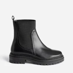 Chelsea Boots TEXTO Noir En Cuir à Semelle Crantée
