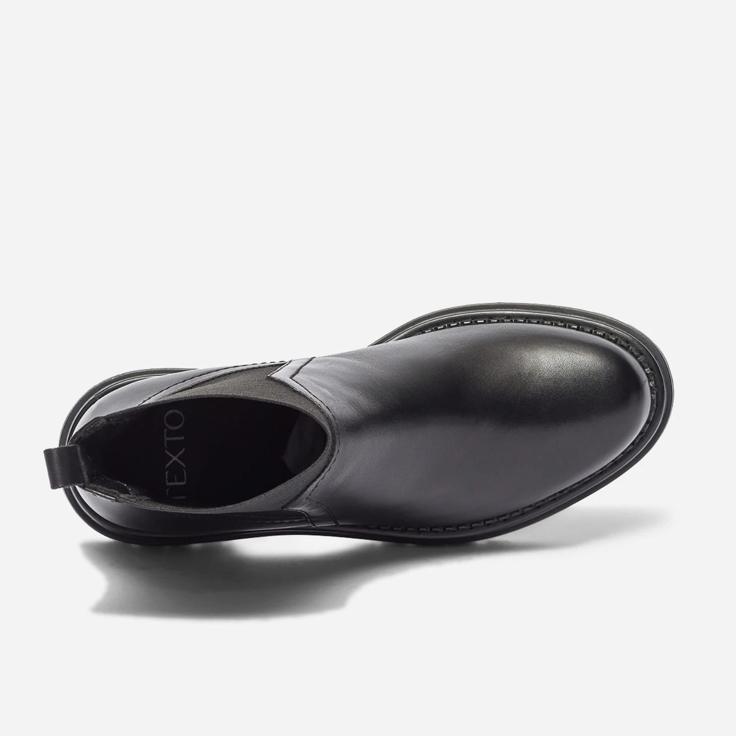 Chelsea Boots TEXTO Noir En Cuir à Semelle Crantée 8 Chelsea Boots TEXTO Noir En Cuir à Semelle Crantée – Image 6