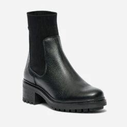 Chelsea Boots-chaussette TEXTO Noir En Cuir -Caprices Chaussures Boutique WWWERM 10383821361 1