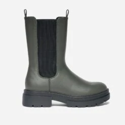 Chelsea Boots TEXTO Kaki à Tige Mi-haute