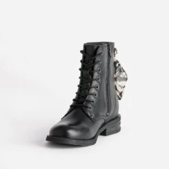 Bottine TEXTO Noire En Cuir à Nœud Imprimé -Caprices Chaussures Boutique WWWERM 10383821470 2