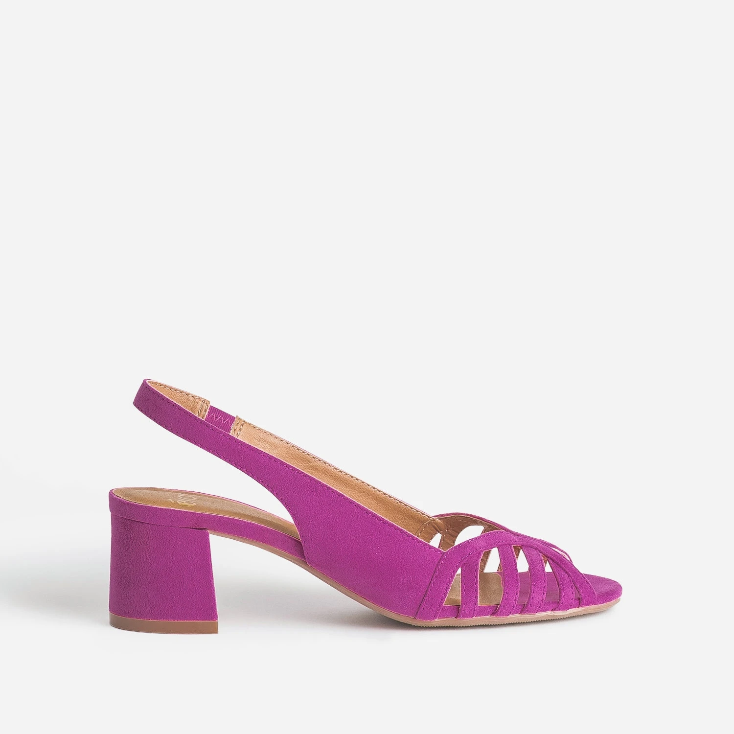 Sandale Slingback Rose En Cuir Velours 3 Sandale Slingback Rose En Cuir Velours