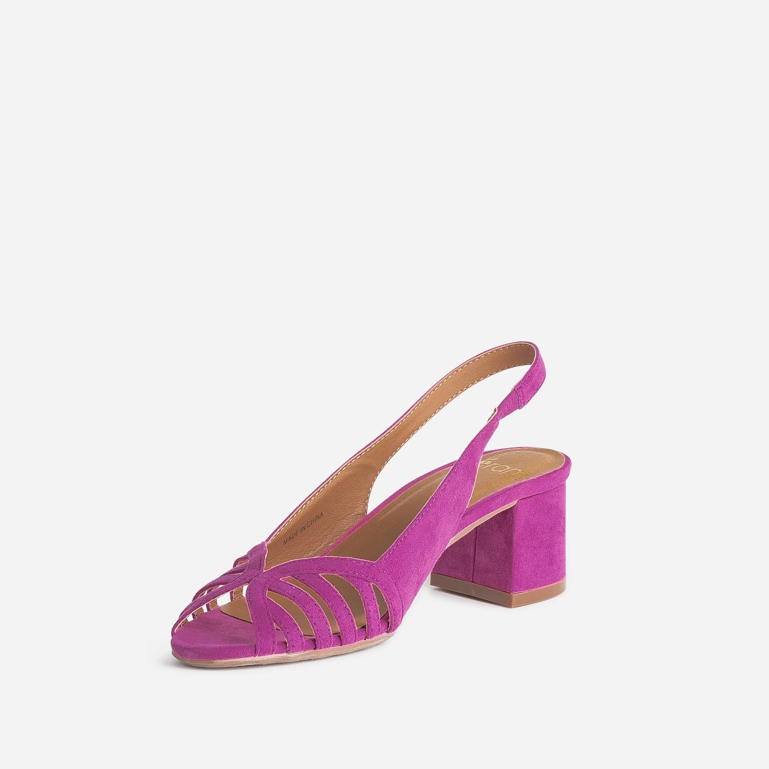Sandale Slingback Rose En Cuir Velours 5 Sandale Slingback Rose En Cuir Velours – Image 3