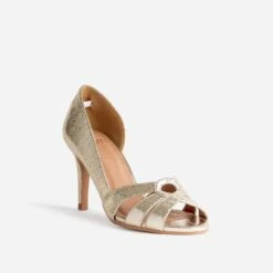 Escarpin Open-toe Doré Métallisé Froissé 9 Escarpin Open-toe Doré Métallisé Froissé -Caprices Chaussures Boutique WWWERM 10383930104 1