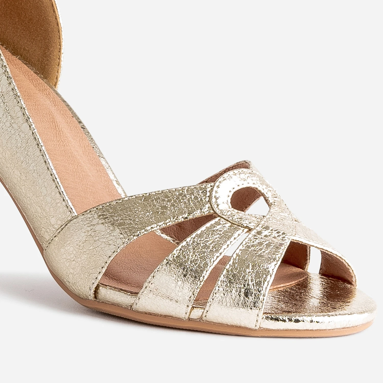 Escarpin Open-toe Doré Métallisé Froissé 8 Escarpin Open-toe Doré Métallisé Froissé – Image 6