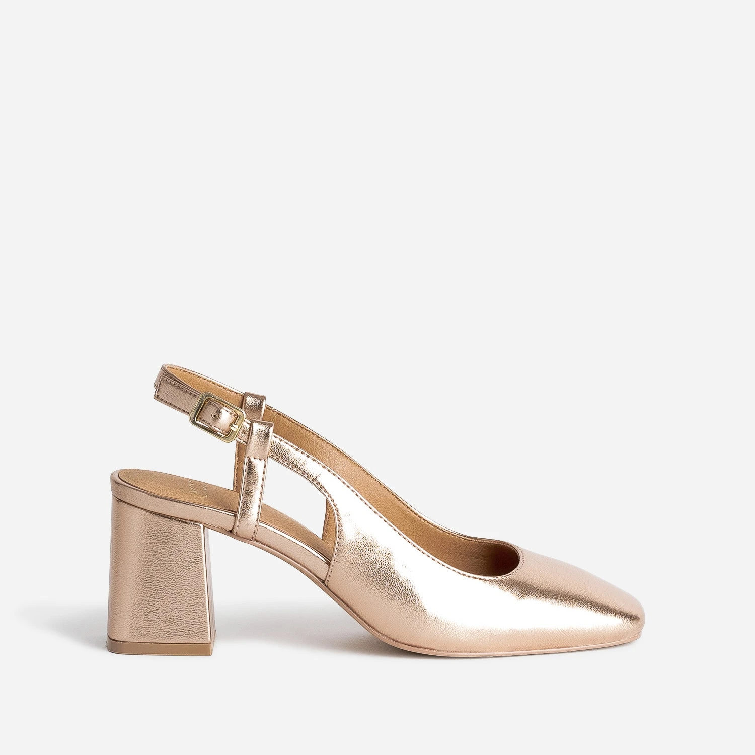 Escarpin Slingback Cuivré Métallisé à Bout Carré 3 Escarpin Slingback Cuivré Métallisé à Bout Carré