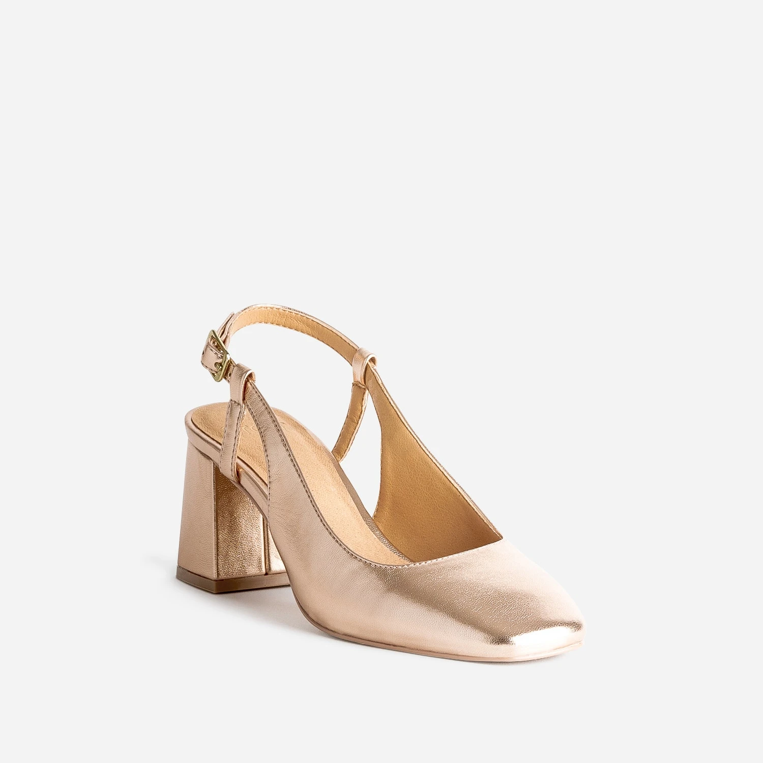 Escarpin Slingback Cuivré Métallisé à Bout Carré 4 Escarpin Slingback Cuivré Métallisé à Bout Carré – Image 2