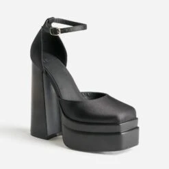 Babies Noire Satiné à Maxi Plateforme -Caprices Chaussures Boutique WWWERM 10383960074 1