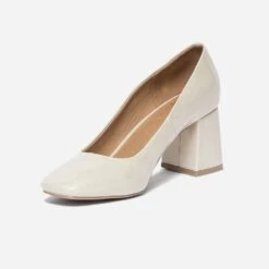 Escarpin écru Verni à Bout Carré -Caprices Chaussures Boutique WWWERM 10383960775 2