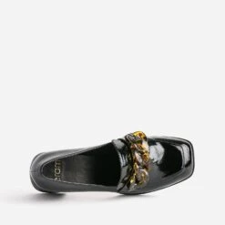 Mocassin à Talon Noir Verni Avec Maxi Chaîne -Caprices Chaussures Boutique WWWERM 10383960788 4