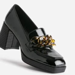 Mocassin à Talon Noir Verni Avec Maxi Chaîne -Caprices Chaussures Boutique WWWERM 10383960788 5