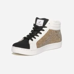 Basket KAPORAL Noire, Blanche Et Mesh Doré -Caprices Chaussures Boutique WWWERM 10383970088 2