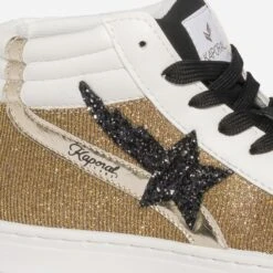 Basket KAPORAL Noire, Blanche Et Mesh Doré -Caprices Chaussures Boutique WWWERM 10383970088 5