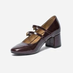 Babies à Talon Bordeaux Verni à Double Bride 10 Babies à Talon Bordeaux Verni à Double Bride -Caprices Chaussures Boutique WWWERM 10383990080 2