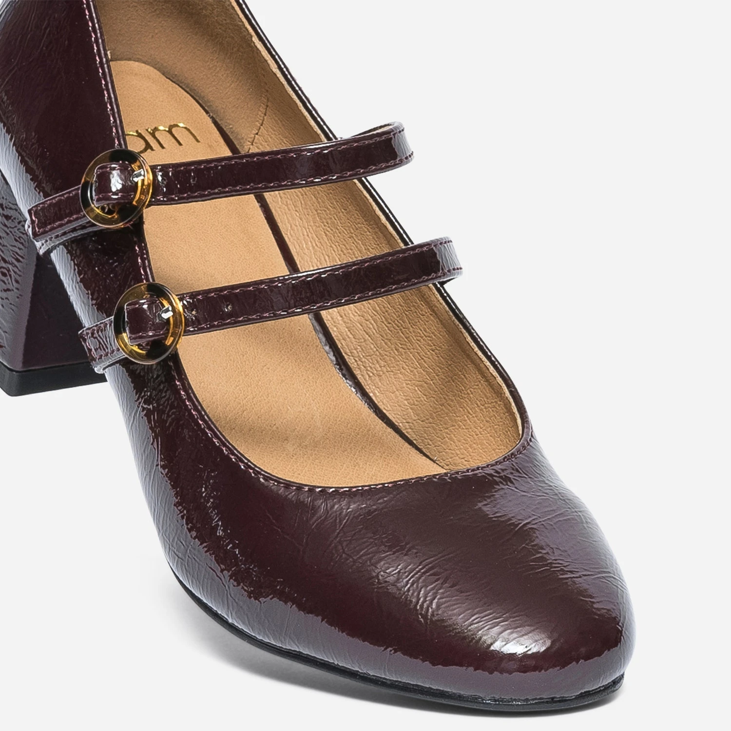 Babies à Talon Bordeaux Verni à Double Bride 8 Babies à Talon Bordeaux Verni à Double Bride – Image 6