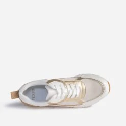 Tennis TEXTO Blanche, Camel, Dorée -Caprices Chaussures Boutique WWWERM 10384320033 4