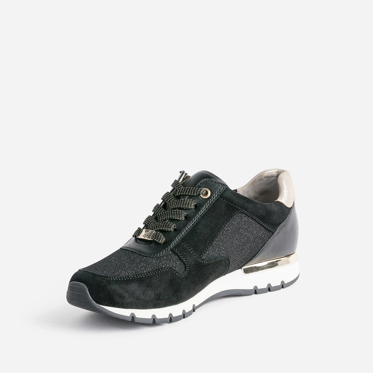 Tennis CAPRICE Noire En Cuir Et Textile Pailleté 5 Tennis CAPRICE Noire En Cuir Et Textile Pailleté – Image 3