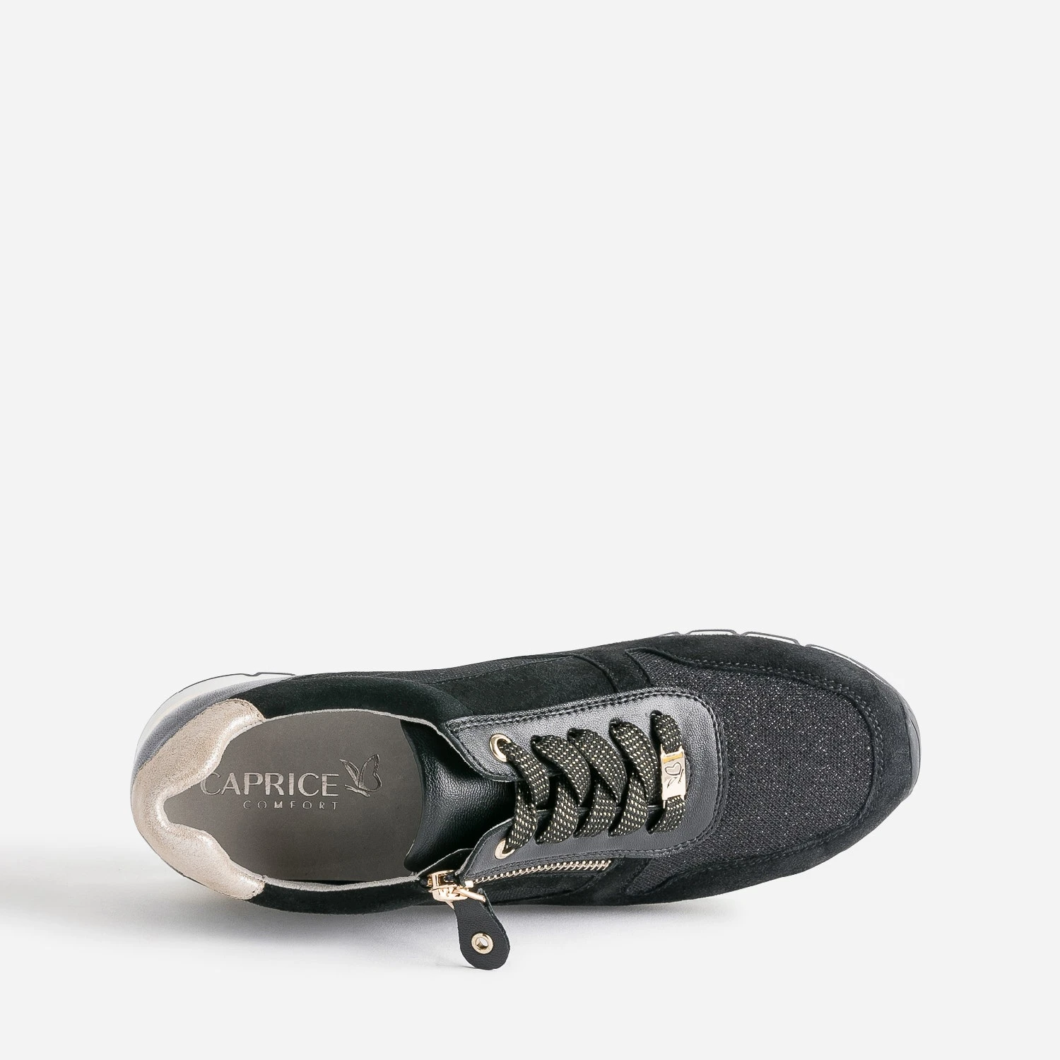 Tennis CAPRICE Noire En Cuir Et Textile Pailleté 7 Tennis CAPRICE Noire En Cuir Et Textile Pailleté – Image 5