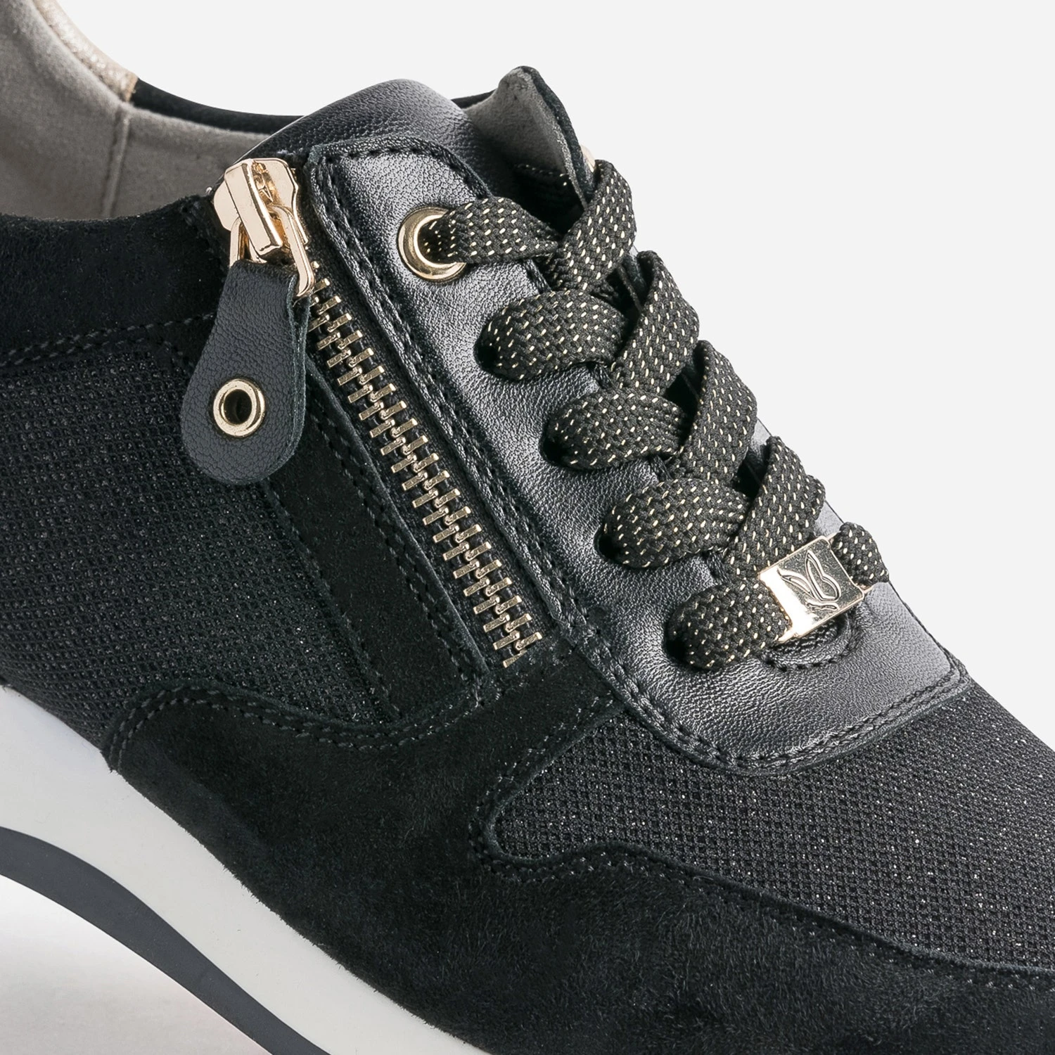 Tennis CAPRICE Noire En Cuir Et Textile Pailleté 8 Tennis CAPRICE Noire En Cuir Et Textile Pailleté – Image 6