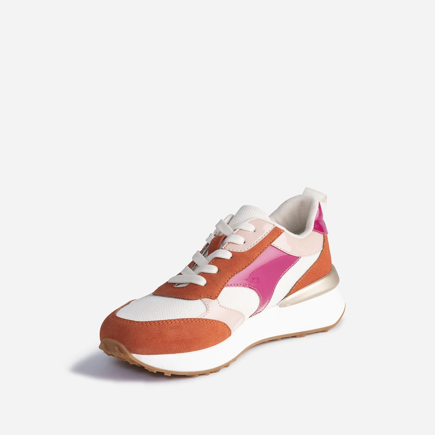 Tennis TEXTO Beige Et Terracotta à Détails Vernis Roses 5 Tennis TEXTO Beige Et Terracotta à Détails Vernis Roses – Image 3