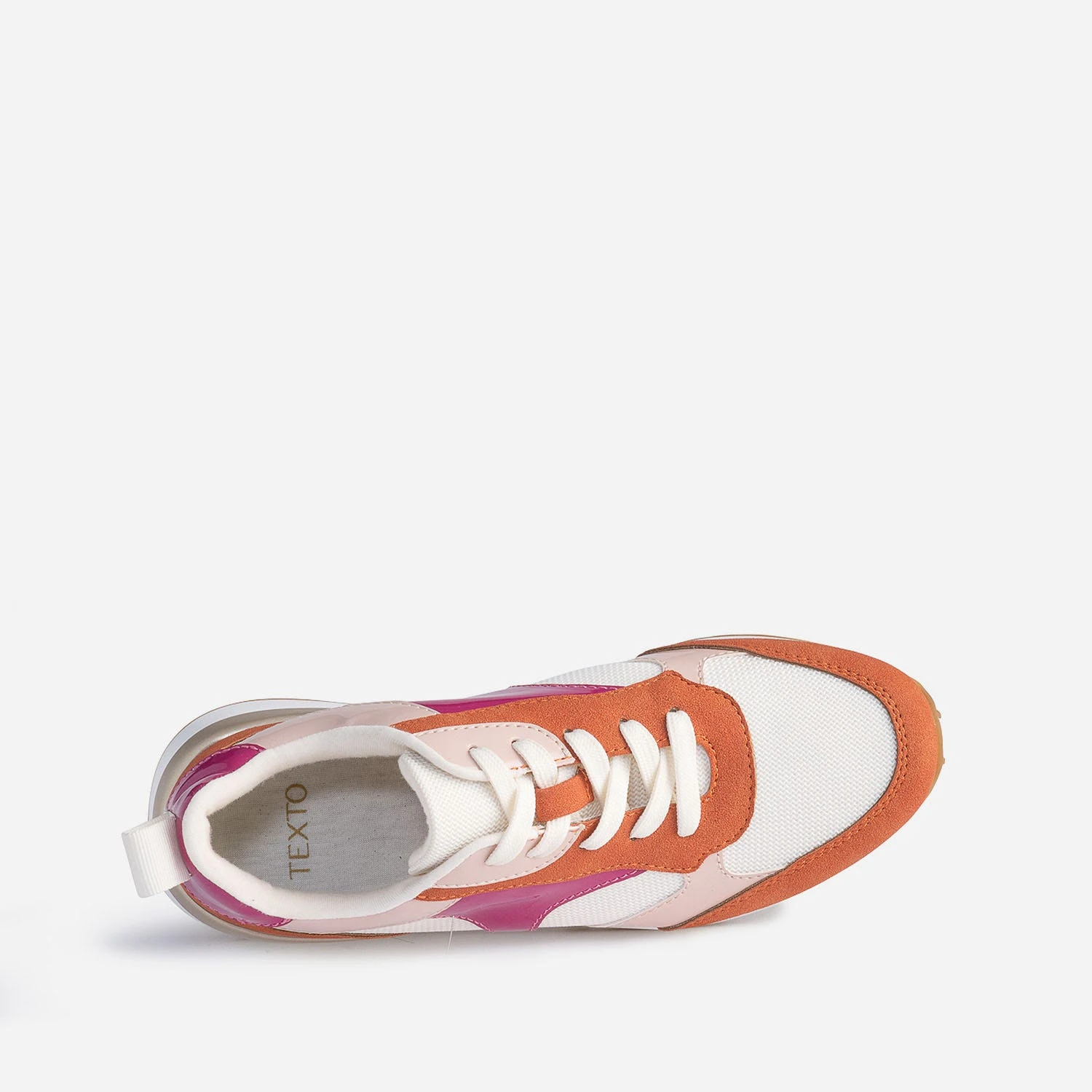 Tennis TEXTO Beige Et Terracotta à Détails Vernis Roses 7 Tennis TEXTO Beige Et Terracotta à Détails Vernis Roses – Image 5