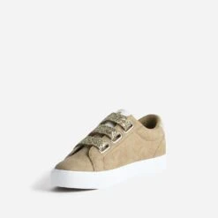 Tennis KAPORAL Camel à Scratchs Pailletés Dorées -Caprices Chaussures Boutique WWWERM 10384320104 2